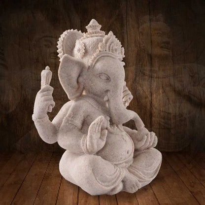 Sandstone Ganesha Buddha Handmade Indian Ganesha Elephant Figurine Elephant Statue Sculpture Home Decoration Accessories