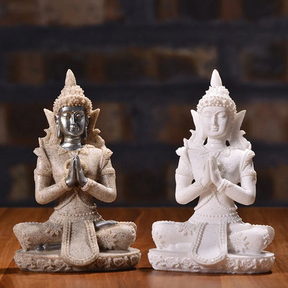Sandstone Hindu Buddha sculpture figure miniature figure Buddha soft smile Statue Sculpture Figurine Miniature Model Home Decor