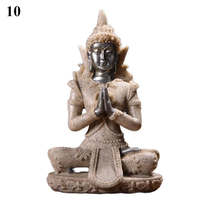 Sandstone Hindu Buddha sculpture figure miniature figure Buddha soft smile Statue Sculpture Figurine Miniature Model Home Decor
