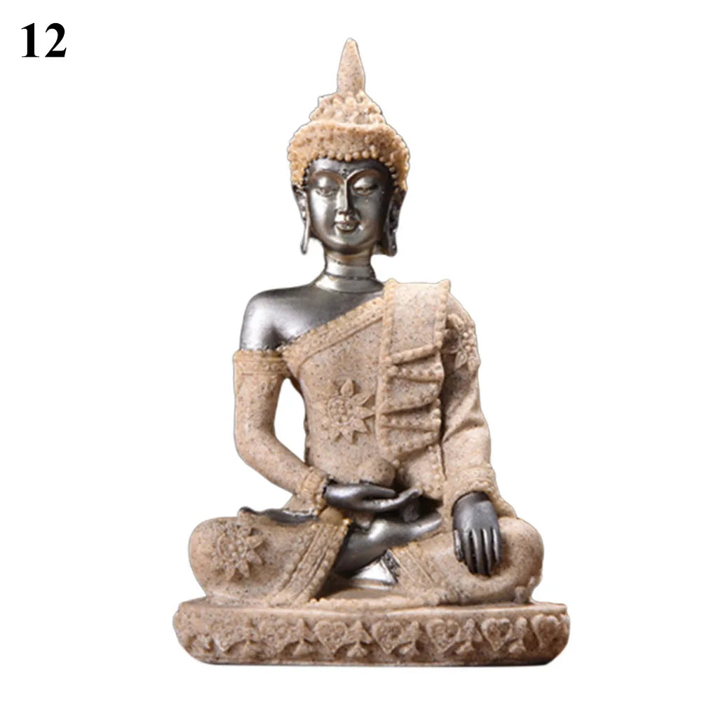 Sandstone Hindu Buddha sculpture figure miniature figure Buddha soft smile Statue Sculpture Figurine Miniature Model Home Decor