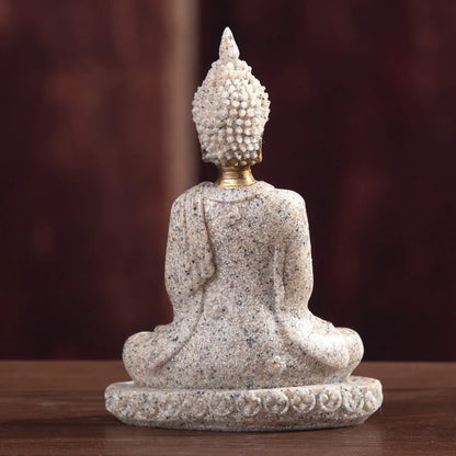 Sandstone Hindu Buddha sculpture figure miniature figure Buddha soft smile Statue Sculpture Figurine Miniature Model Home Decor
