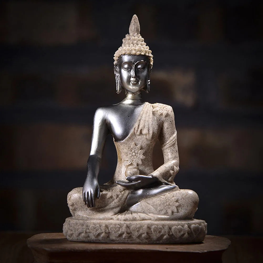 Sandstone Hindu Buddha sculpture figure miniature figure Buddha soft smile Statue Sculpture Figurine Miniature Model Home Decor