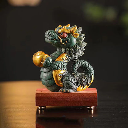 Sandstone Zodiac Fortune Dragon Statue Chinese mascot  Home Room Office Feng Shui Statue Best Gift in Year of the Dragon