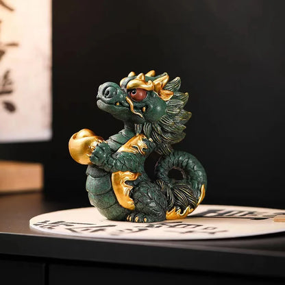 Sandstone Zodiac Fortune Dragon Statue Chinese mascot  Home Room Office Feng Shui Statue Best Gift in Year of the Dragon
