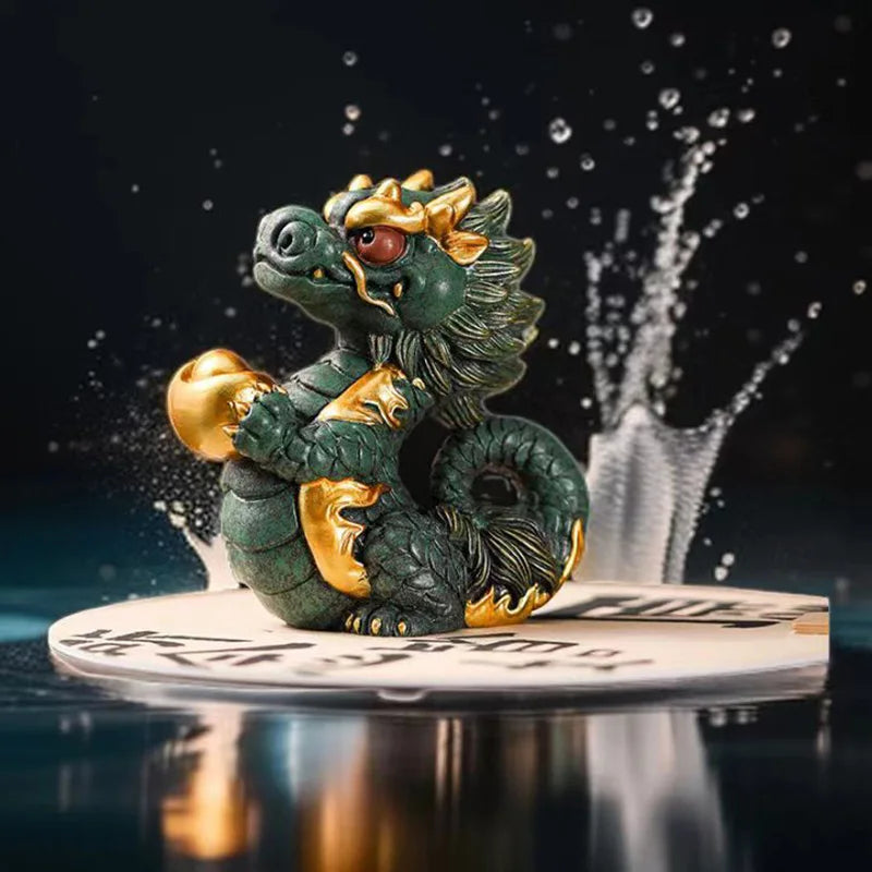Sandstone Zodiac Fortune Dragon Statue Chinese mascot  Home Room Office Feng Shui Statue Best Gift in Year of the Dragon