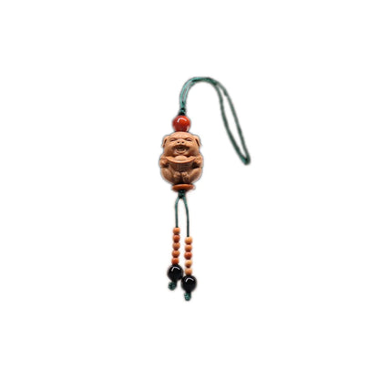 Santalum Wood 2cm Traditional Chinese Animal Sculpture Chinese Zodiac Pig Pendant Car Hanging Bag Pendant Mascot Collection