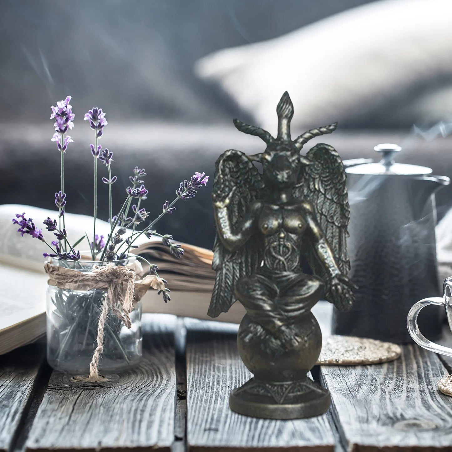 Satan Goat Baphomet Statue Resin Satanic Figurine Decor Church Satanic Sabbatic Goat Sculpture Home Decoration Statue Religious