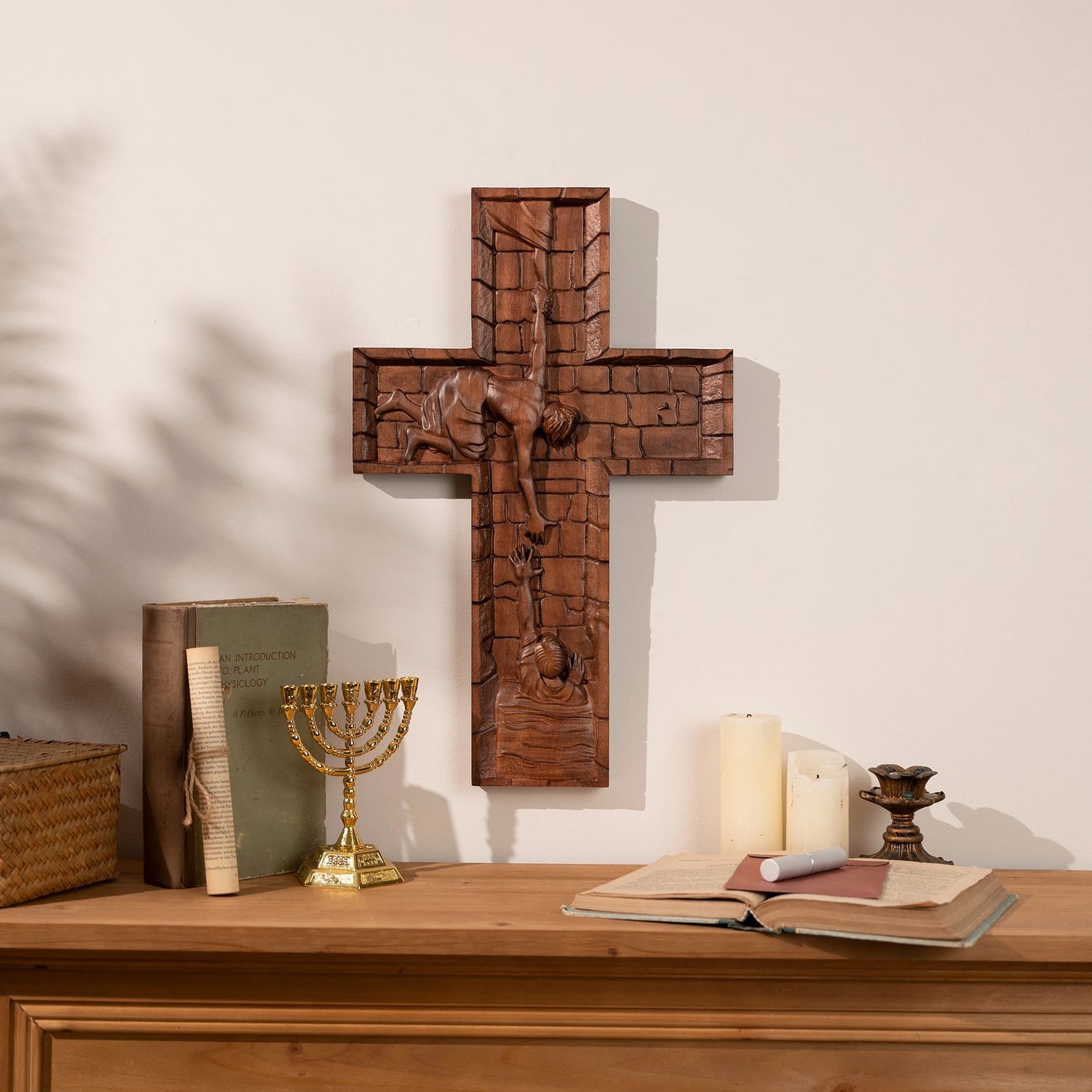 Savior Jesus cross, wall hanging, wooden cross, Christian cross wall, Catholic religious engraving gift, Christmas decoration