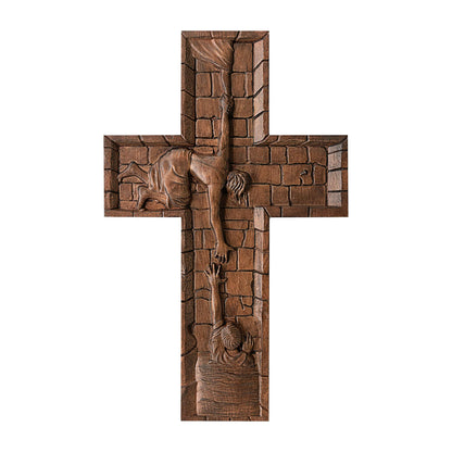 Savior Jesus cross, wall hanging, wooden cross, Christian cross wall, Catholic religious engraving gift, Christmas decoration