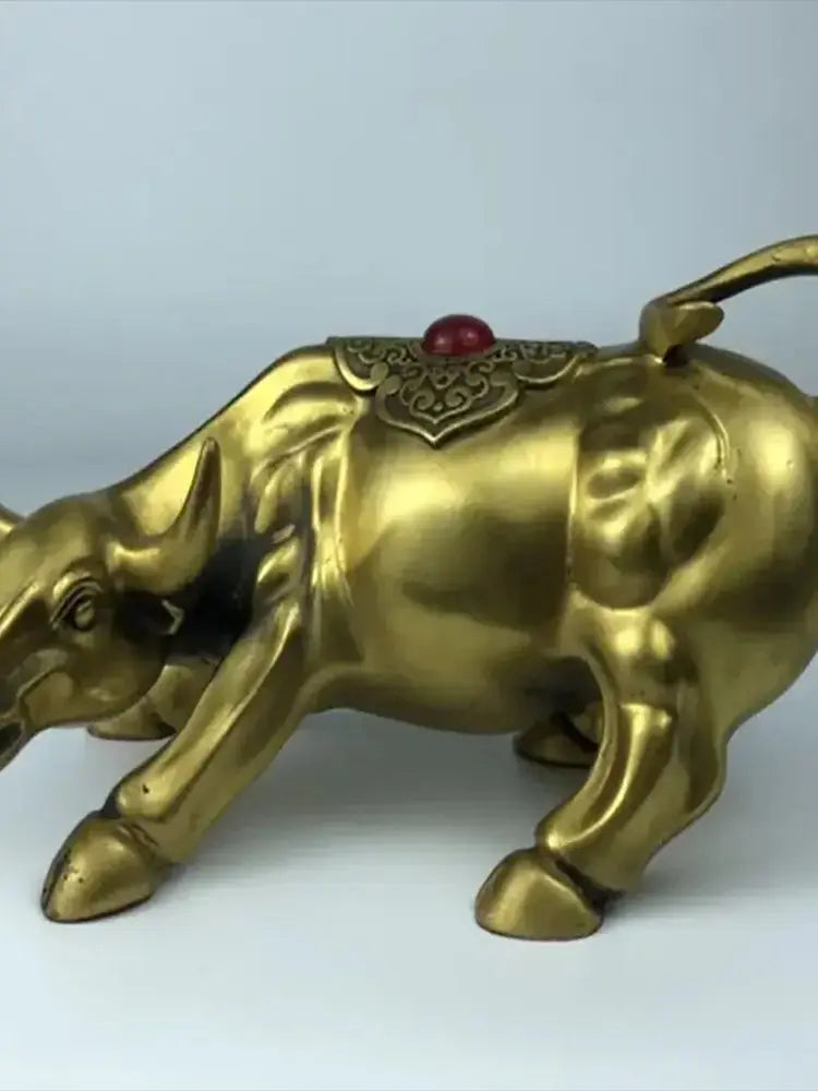 China brass seiko auspicious cow crafts statue