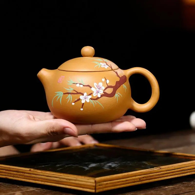 Handmade Mud Decals, Plum Blossom, Xi Shi Pot, Zisha Teapot, Yixing Handmade Pot, Kung-Fu Teaware, Purple Clay