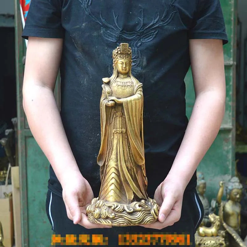 large GOOD LUCK Auspicious COPPER Goddess Mazu BUDDHA ornament  living room Company Decorative PING AN guanyin BUDDHA Statue