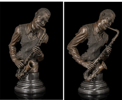 home LIVING ROOM wall TOP Decor ART--41 CM POP ROCK music Crazy Sax bronze statue sculpture Decoration brass decorative
