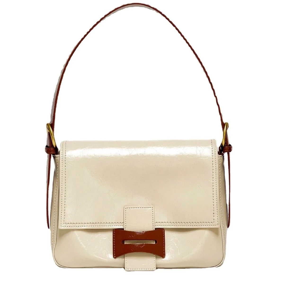 Cowhide small square bag 2024 new trendy women's contrasting color single shoulder crossbody commuting underarm bag tote