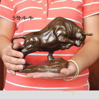 2023 HOME Store good FENG SHUI Bronze carving Prosperous Auspicious GOOD LUCK Wall Street Fortune Bull Mascot Decoration