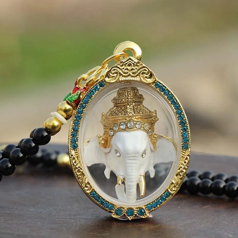 Southeast Asia Thailand Temple talisman bring wealth money GOOD LUCK God of wealth elephant GANESH Buddha Pendant Amulet A8