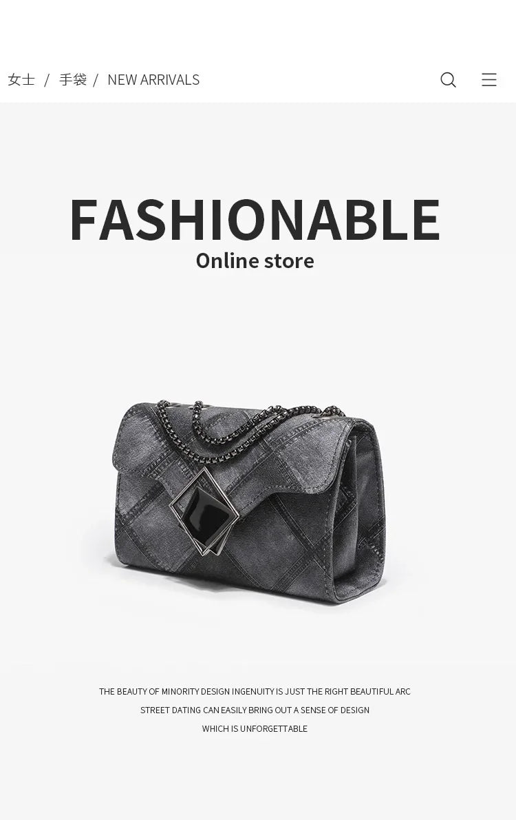 2024 New Women's Bag Denim Pattern Simple and Versatile Chain Crossbody Bag Diamond Embossed Small Square Bags Shoulder Bags