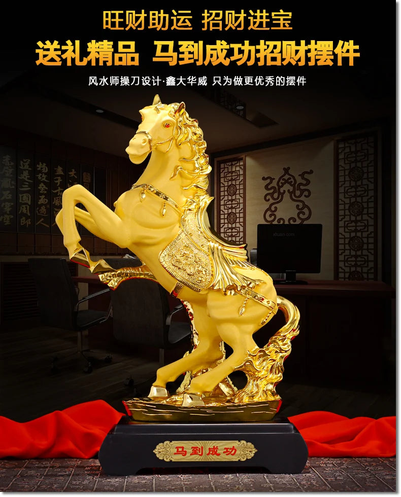 HOT SALE  Business Bring in wealth and treasure office home shop company Money Drawing Talisman # GOLDEN horse FENG SHUI statue