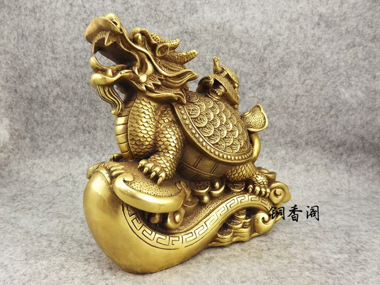 GOOD LUCK  HOME office company TOP efficacious Mascot thriving business brass dragon turtle FENG SHUI statue