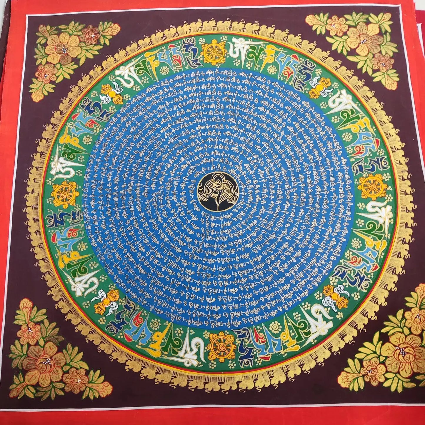 100% Hand painted Auspicious scripture Mandala Thangka Thang-ga painting Buddhism HOME Hall altar wall Decorative ART A5