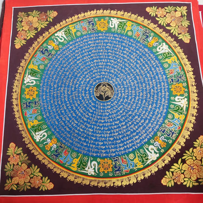 100% Hand painted Auspicious scripture Mandala Thangka Thang-ga painting Buddhism HOME Hall altar wall Decorative ART A5