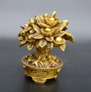 Copper Statue Antique pure brass yuanbaoshu ornaments home ornaments opening relocation gifts decorative crafts