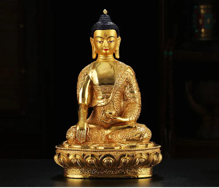 31CM  GOOD LUCK  good Buddha HOME Hall efficacious Protection Gold-plated Guru Sakyamuni buddha Buddhist Tantra statue