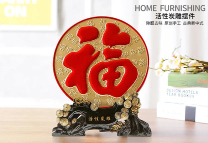 HOT SALE --HOME office ROOM TOP decoration ART Bless family business efficacious Mascot FU good fortune FENG SHUI Sculpture