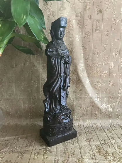 22CM tall # bless family Safety Health luck Talisman home efficacious Protection Sea Goddess Meizhou Mazu wood Carving statue