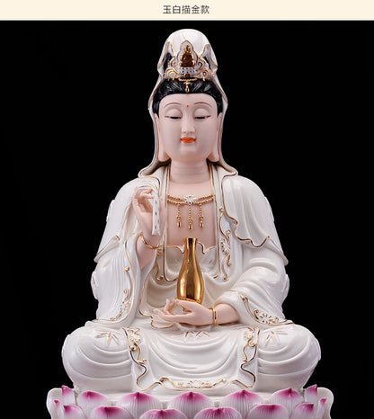 2023 high-grade home family efficacious Talisman FENG SHUI Mascot Guanyin PU SA Buddha Handmade Porcelain Sculpture statue 30cm