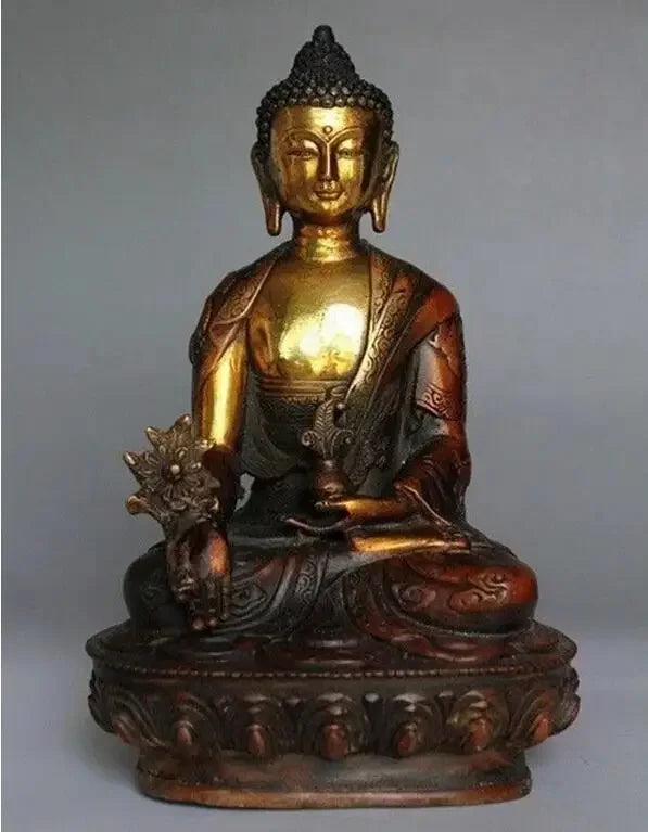 Tibetan Brass Buddhism Bodhisattva Sakyamuni Buddha Statue