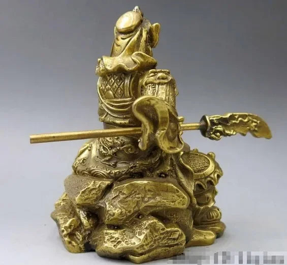 5 "Patung Prajurit Cina Murni Kuningan Tembaga Naga Guan Gong Guan Yu