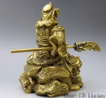 5 "Patung Prajurit Cina Murni Kuningan Tembaga Naga Guan Gong Guan Yu