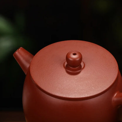 Zisha Teapot with Flat Lid, Yixing Handmade Pot, Kung-Fu Teaware, Purple Clay, Drinkware for Puer, Green, Black, Chinese Tea