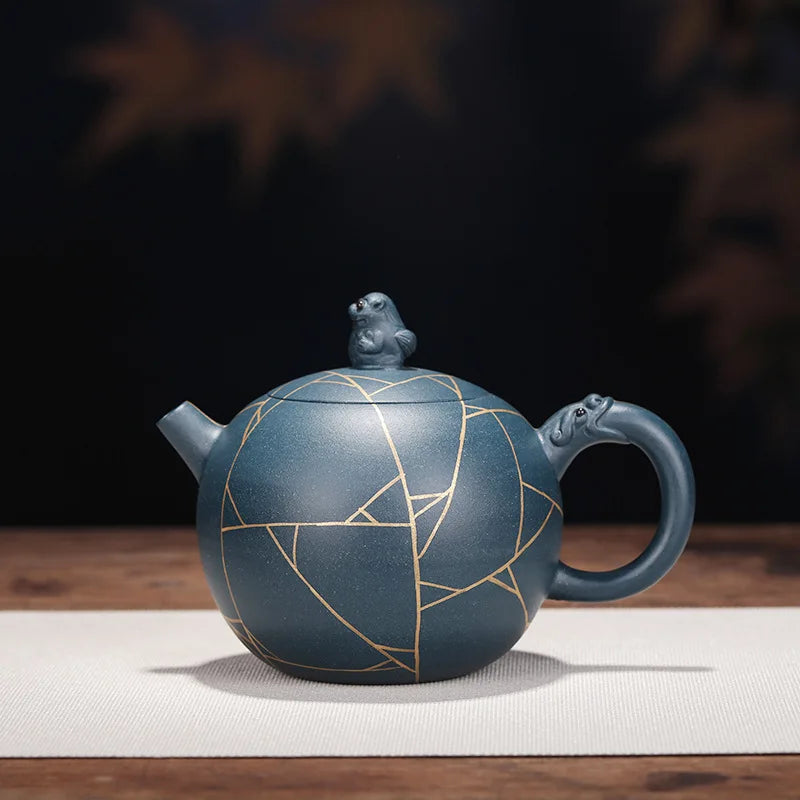 Handmade Yixing Zisha Teapot, Yixing Handmade Pot, Purple Clay Drinkware, Purple Clay, Cloud Mud, Ice Pattern, Puer