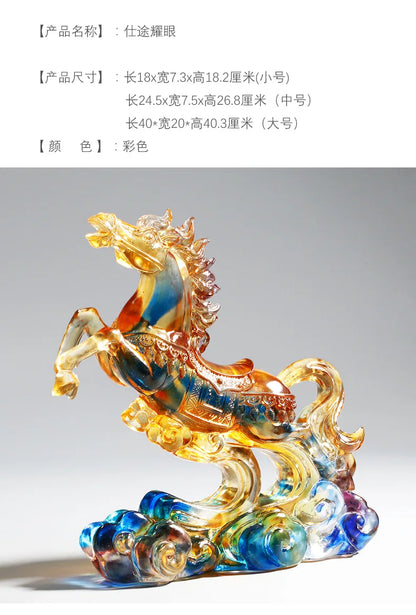Coloured Glaze Horse Ornament Crafts Decoration Gift