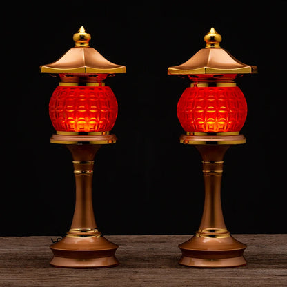 A Pair 2P Wholesale Buddhism supply HOME Shop temple altar Buddhist worship tool high grade LED CAI SHEN buddha Light 30cm tall