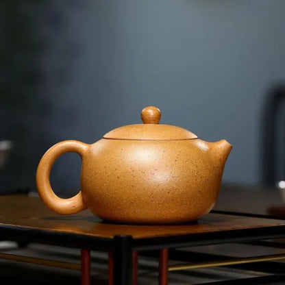 Zisha Teapot Yixing Handmade Pot, Kung-Fu Teaware, Purple Clay Drinkware for Puer Green Black Chinese Tea, Yellow Mud Xishi