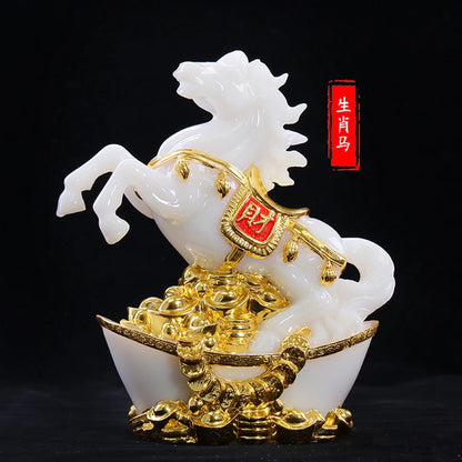 2021 Asia HOME office shop company business Prosperity GOOD luck Success gold-plating Fortune horse FENG SHUI talisman statue