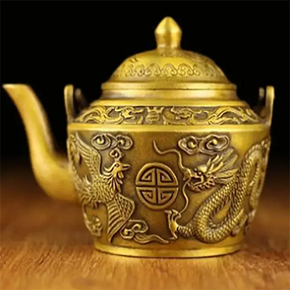 Pure Copper Brass Antique Copper Kettle Ornaments Dragon and Phoenix Kettle Teapot Wine Kettle Decoration