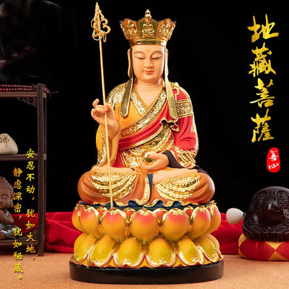 GOOD  Home family temple bless safety health bring GOOD luck Almighty God ksitigarbha Dizang pusa buddha color statue