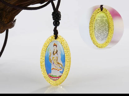 WOW-HOME pocket travel efficacious Mascot Bless Safe luck Avalokitesvara Guanyin Buddha Crystal Pendant Buddhist Mantra Amulet