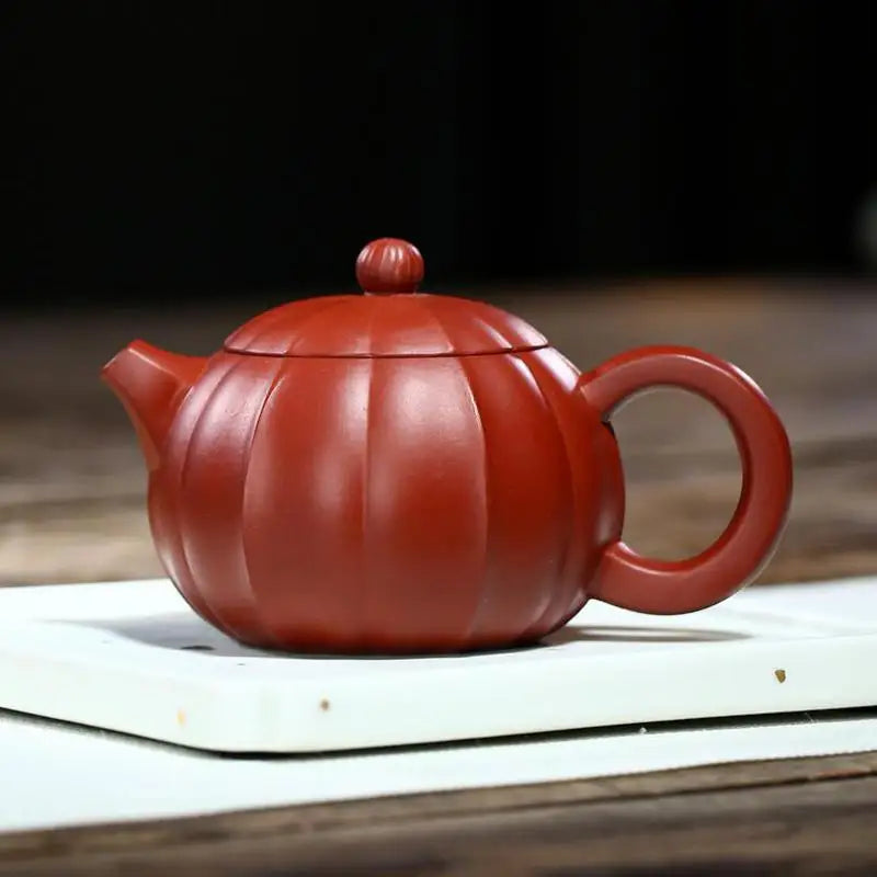 Handmade Zisha Teapot Yixing Handmade Pot, Kung-Fu Teaware, Purple Clay Drinkware for Puer  Black Chinese Tea Rib Western S