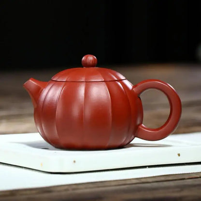 Handmade Zisha Teapot Yixing Handmade Pot, Kung-Fu Teaware, Purple Clay Drinkware for Puer  Black Chinese Tea Rib Western S