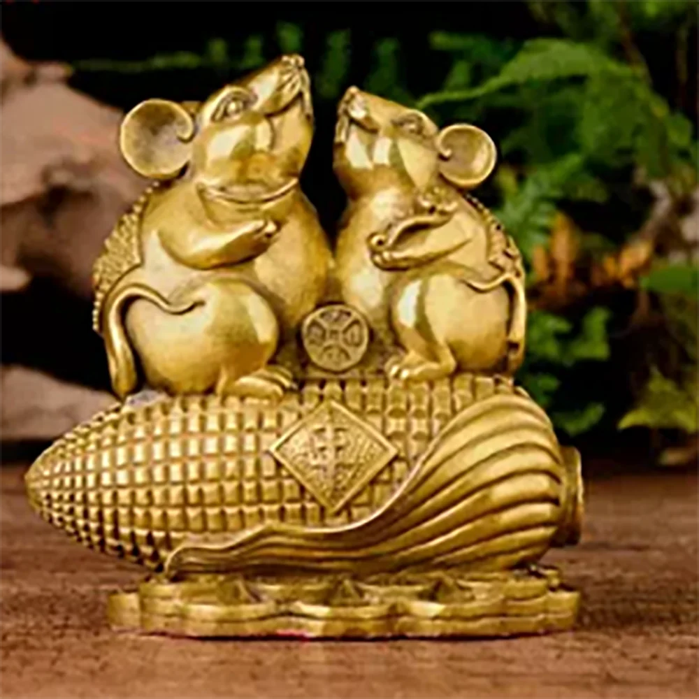 Copper Mouse Decoration Brass Zodiac Rat Gold Mouse Cute Little Mouse Living Room Rat Year Decoration