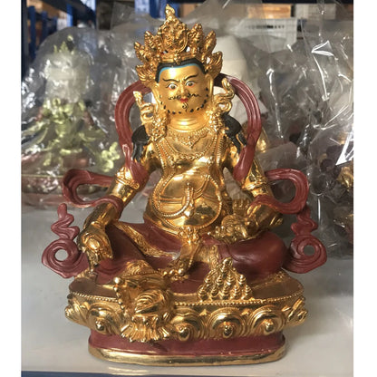 Wholesale Buddhist supplies GOOD Buddha statues bring in wealth treasure money gilding Yellow Jambhala fortune god Buddha statue