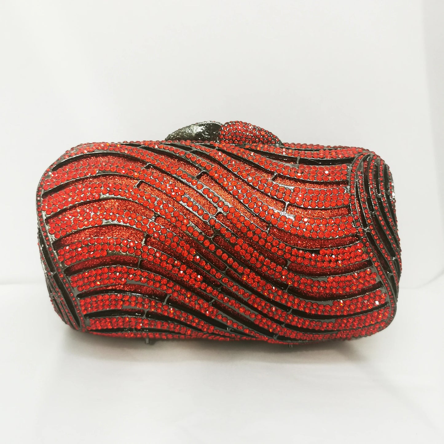 Woman Red Diamond Banquet Cocktail Prom Handbag Hollow Out Crystal Wedding Bridal Evening Bag Lady Birthday Party Dinner Purses