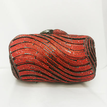 Woman Red Diamond Banquet Cocktail Prom Handbag Hollow Out Crystal Wedding Bridal Evening Bag Lady Birthday Party Dinner Purses