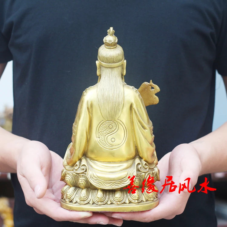 Bless Safety HOME family exorcise evil spirits efficacious Talisman # Taoism GOD Lord Lao Zi Laojun FENG SHUI Brass statue