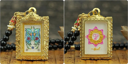 Southeast Asia Thailand Temple Greco Buddhist pocket talisman GOOD LUCK BLESS gold butterfly God Buddha card Pendant Amulet
